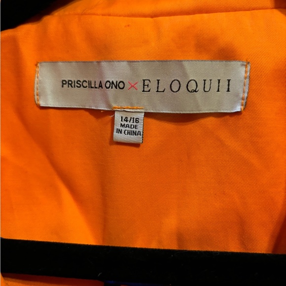 Priscilla Ono X Eloquii tangerine cargo dress with silvertone snaps and belt - Picture 4 of 5